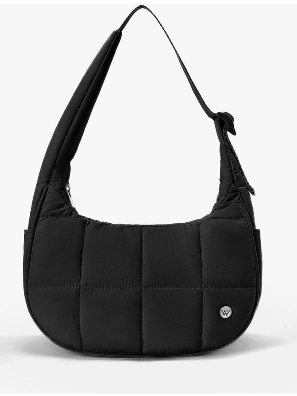 WESTBRONCO Small Puffer Crescent Shoulder Bag Nylon Quilted Shoulder Purses